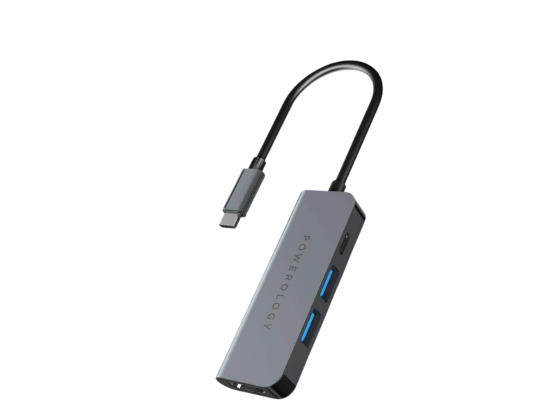 Powerology 4 in 1 USB-C Hub with HDMI & USB 3.0